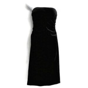 VeLVeT Theory USA Dress Strapless Ruched Lined Black Back Zip Stretch XS 0